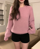 [Wool 20%] Dobby Line Alpaca Round Knit