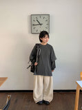 Pohind Adjust Pintuck Cotton Wide Pants