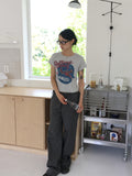 Kumo Side Ribbon Checkered Linen Pants