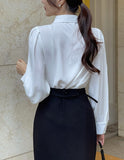 [Planning] Marinell Hidden Button Puff Shirt Blouse