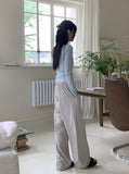 Deepu linen two-way V-neck cropped long sleeve cardigan