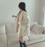 Boucle Quilting Lining Fur Shoulder Pad Winter Jacket