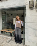 Yorkin gradient stitch wide denim pants