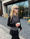 HIGHNECK LINE KNIT ZIP-UP