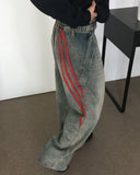 Biggie Hip Line Diagonal Track Denim Pants