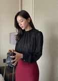 Riaki Frill See-Through Lace Blouse