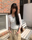 Havel Button V-Neck Long Sleeve T-Shirt