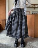 Maeve Unbalance Check Long Skirt