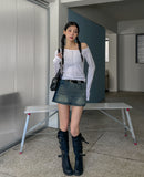 [Belt set] Rosie Denim Wrap Skirt Pants