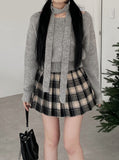 Check Pleated Mini Skirt