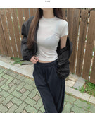 High-Neck String Crop Windbreaker