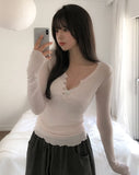 Prom Ruffle Button Long Sleeve