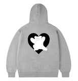 [UNISEX]Bear Heart Back Printing Hood Zip-Up