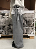 Flan Boa Fur Side Pintuck Snap Wide Pants