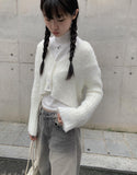 Reaper angora crop knit cardigan