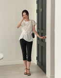 Want Me Short Sleeve Shirring Bendable Blouse