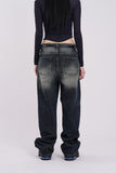 Scope deep blue wide denim pants
