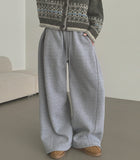 Back Pocket Double-Side Brushed Folding Long Wide Banding Pants