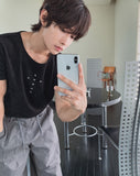 Cross Stud Ribbed Short Sleeve T-shirt