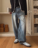 Rings Curved Wide Denim Pants