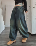 Kenta rivet pintuck balloon denim pants