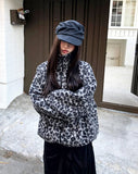 Boran Leopard Fluffy Fur Loose Zip-Up Jumper