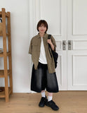 [Unisex] Gelgo Pintuck Washing Denim Bermuda Pants