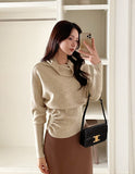 Nemad Gaori Button Shirring Turtleneck Knit