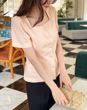 Light Square Short Sleeve Tweed Blouse Jacket