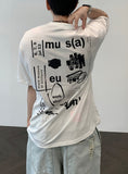 Museum back letter half T-shirts