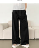 Waist Adjust Rustling Span Best Wide Two-Pin Tuck Slacks Pants
