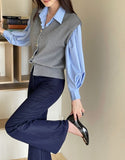 Billion V-neck Button Knit Cardigan Vest