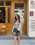 Hardy Unbalanced Button Low Denim Mini Skirt