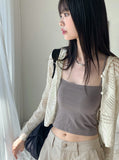 Killan Punched Button Knit Crop Long Sleeve Hood Cardigan