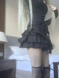 Harajuku y2k black frill skirt