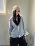 Sky Knit Two-Way Hood Zip-Up