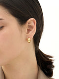 Champagne Full Moon Silver Grip One Touch Earrings