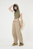 Work incision rivet nylon wide pants