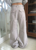 Buo Diagonal Cargo Pocket Cotton Bootcut Pants
