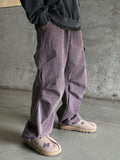 Purple Dying Curved Cargo Pants