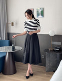 Nebel Banding Pintuck Flare Skirt