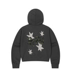 PRAY APPLIQUE CROP ZIP UP HOODIE