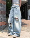 Coats Reverse Damage Wide Denim Pants