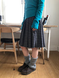 Lahae Pleated Check Midi Skirt