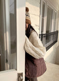 Length cable V-neck loose fit long long sleeve knit