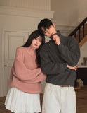 Basic Over Fit High-Neck Half Zip-Up Knit