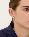 Champagne Moon Dew Drop Silver Volume Earrings