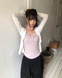 Rotan Lovely Ribbon Shirring Sleeveless Top