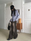 Cellne Washed Denim Long Wide Pants