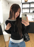 Celti Color Matching Layered All-in-one Long Sleeve T-Shirt
